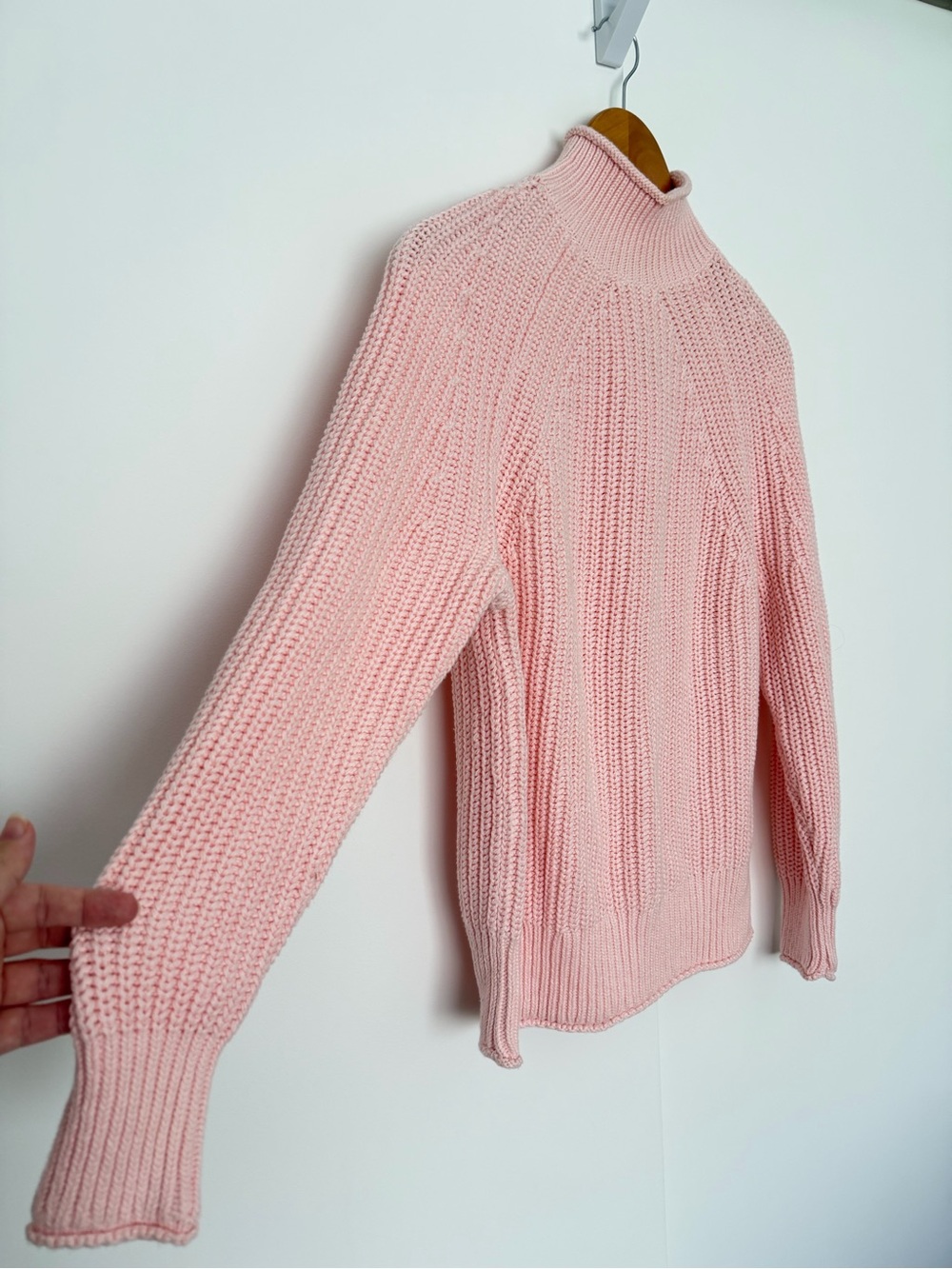 NWT J. Crew Funnel Neck Sweater Ballerina Slipper Baby Pink 100% Cotton Small - Picture 5 of 9